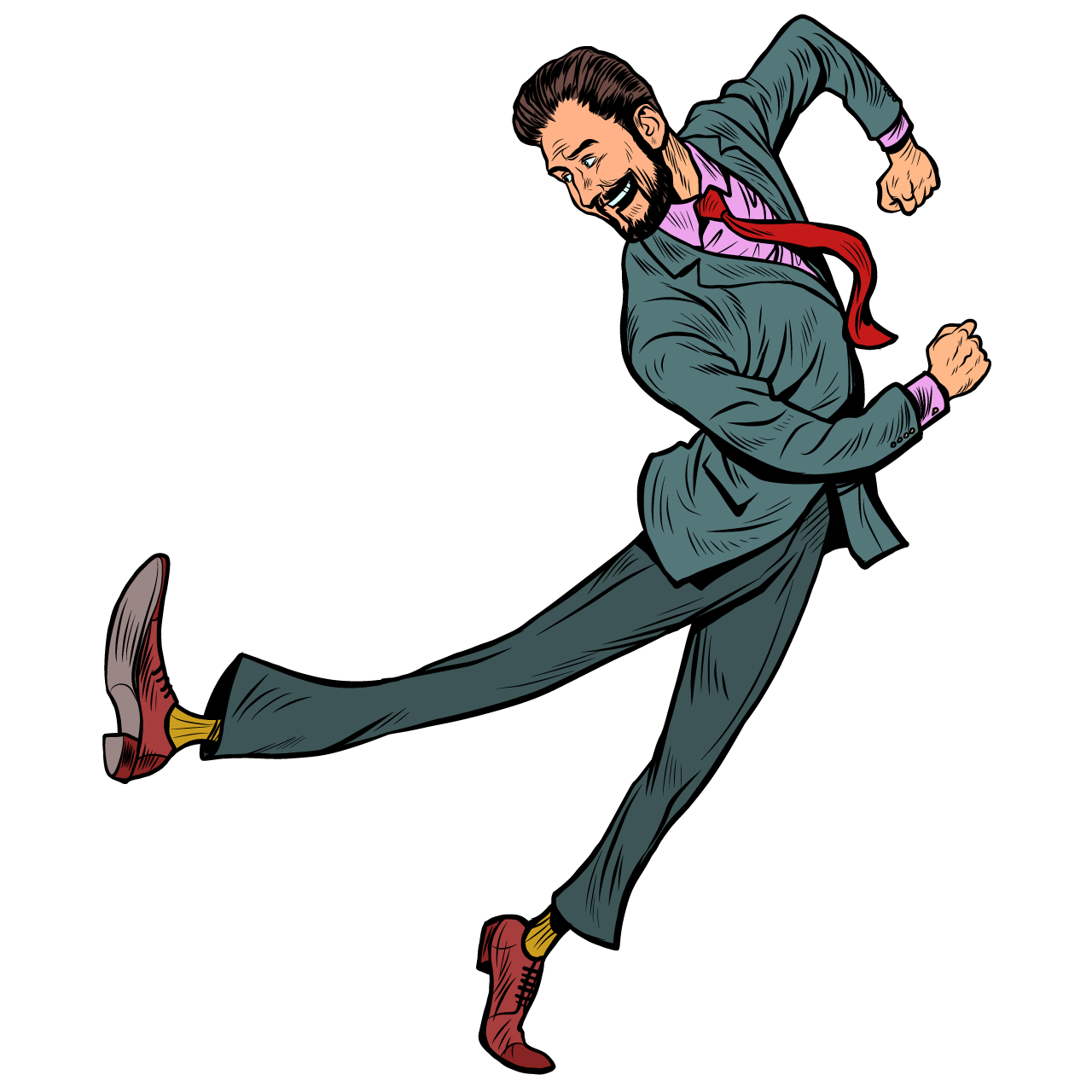 Funny clipart joy dance jump characteristic emotional pose businessman man