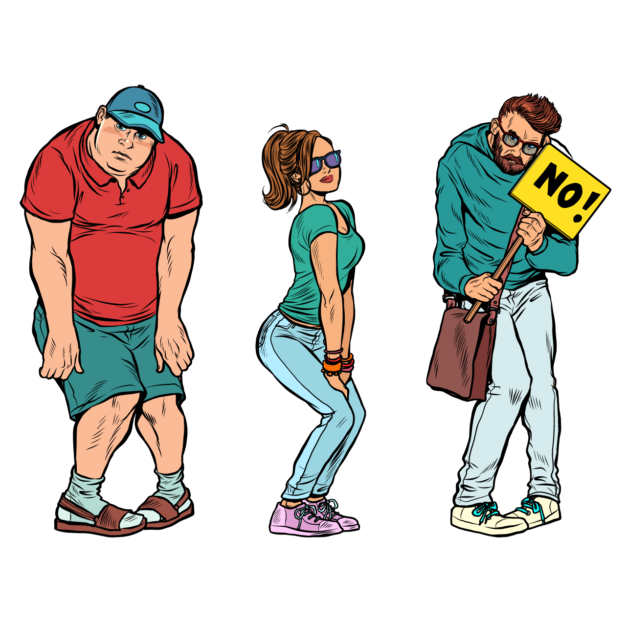 Funny clipart set different peoples poses man woman young old
