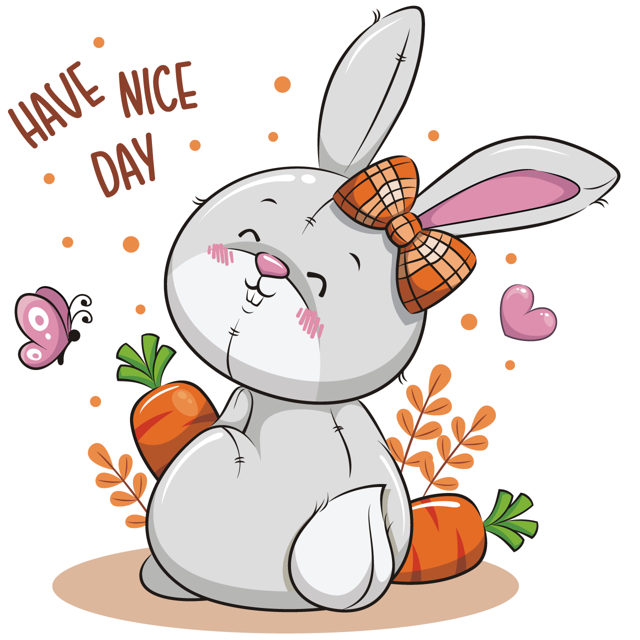 Hi clipart cute bunny rabbit with orange carrot cartoon illustration transparent background image