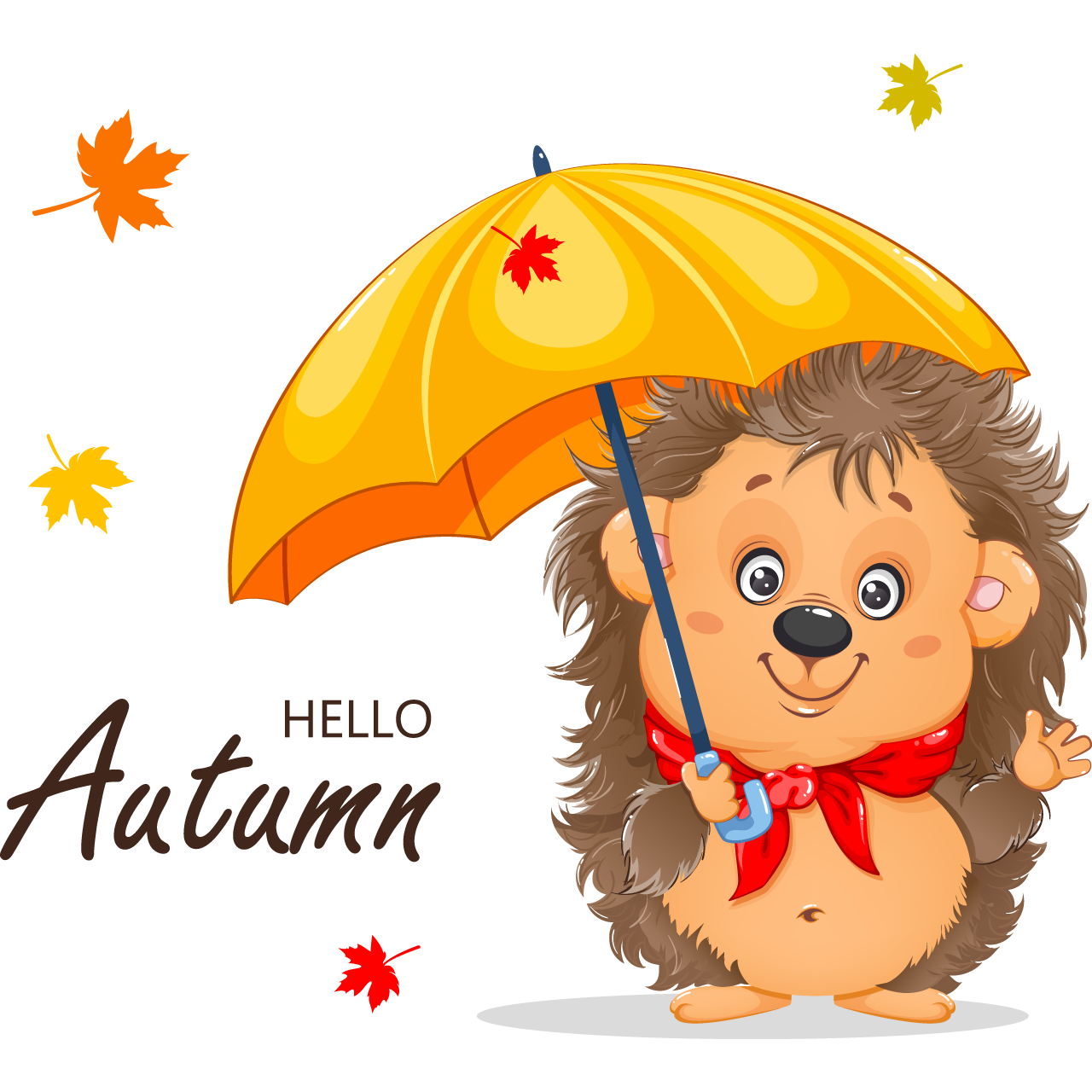 Hi clipart hello autumn cute cartoon hedgehog funny cartoon character hedgehog with umbrellan
