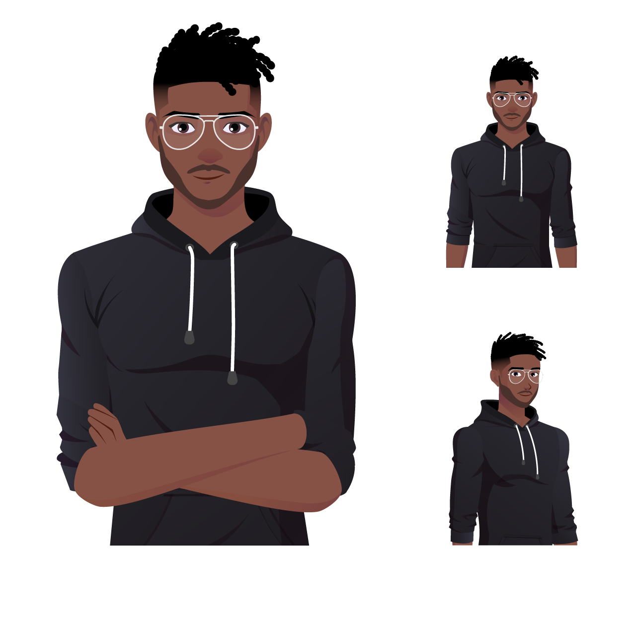 Hoodie clipart character face expressions emotions man wearing hoodie