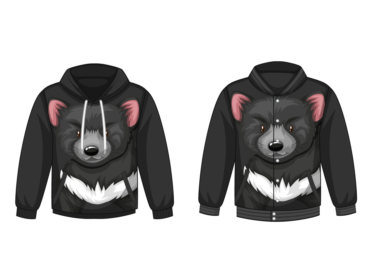 Hoodie clipart set different jackets with black bear template