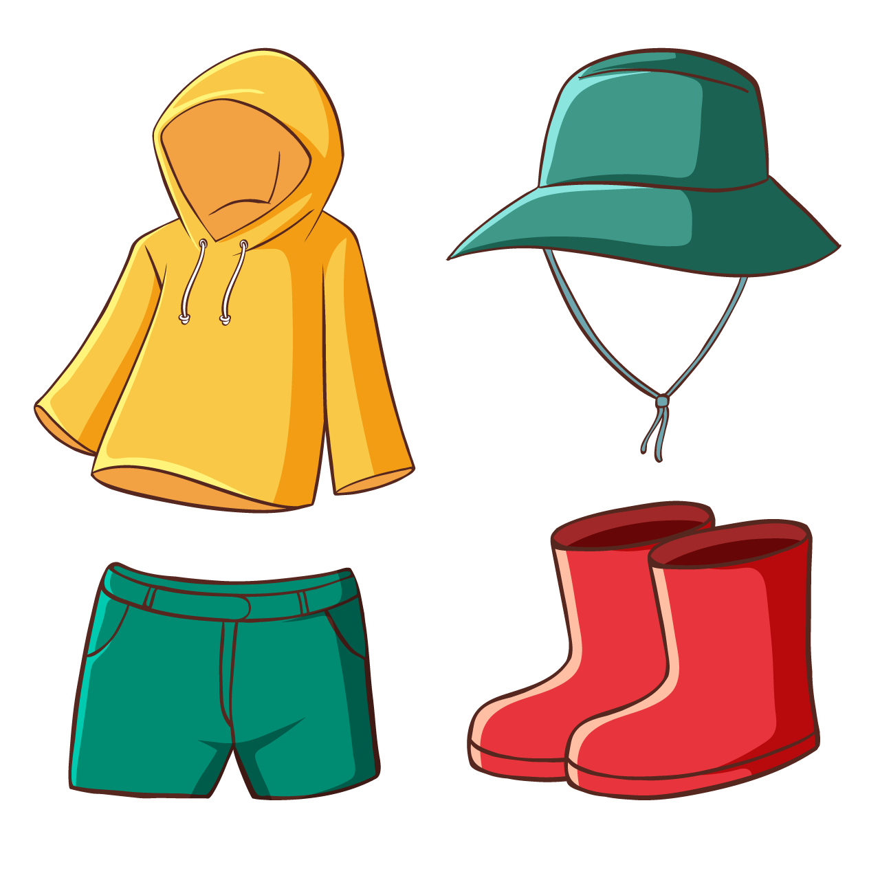 Isolated set clothes cartoon illustration clipart image