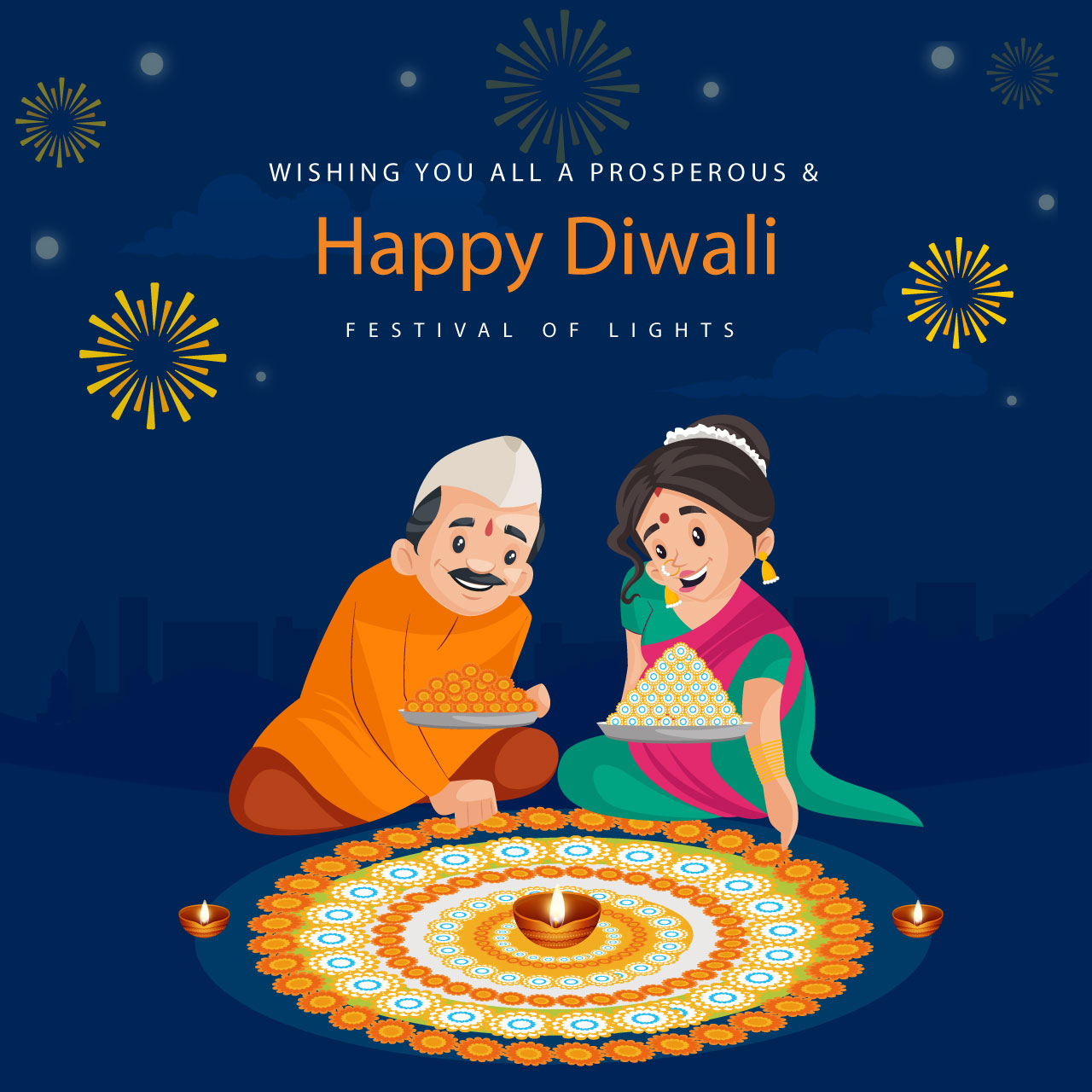 Banner design happy diwali festival lights template cartoon illustration image