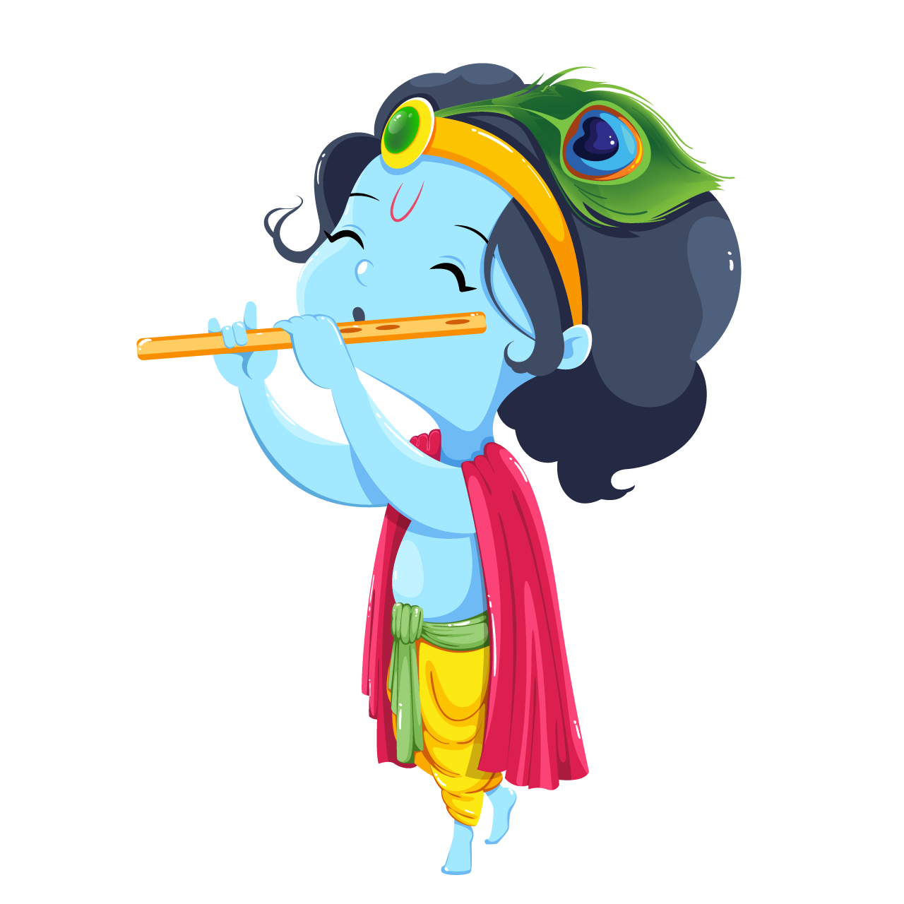 Happy krishna janmashtami lord krishna kid paying flute transparent background png