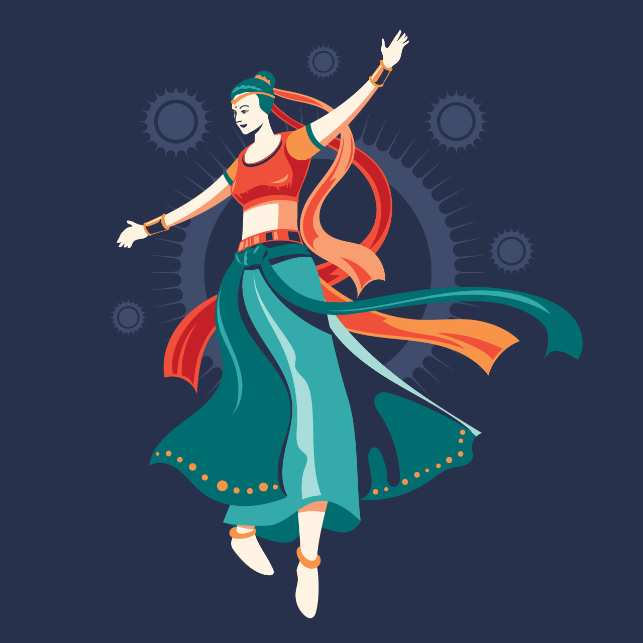 Illustration woman playing garba dance indian festival