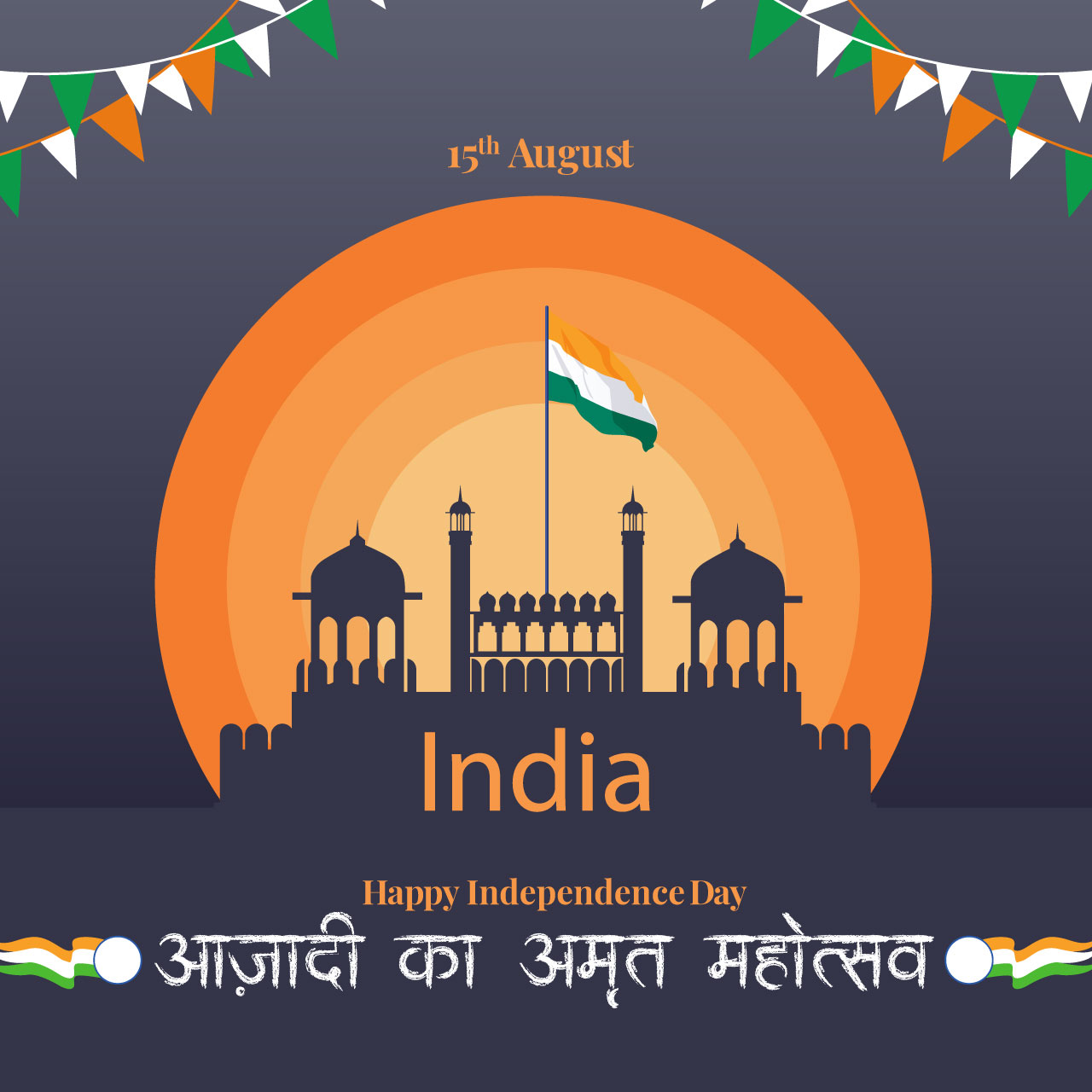 India flag hand drawing sketch happy independence day template