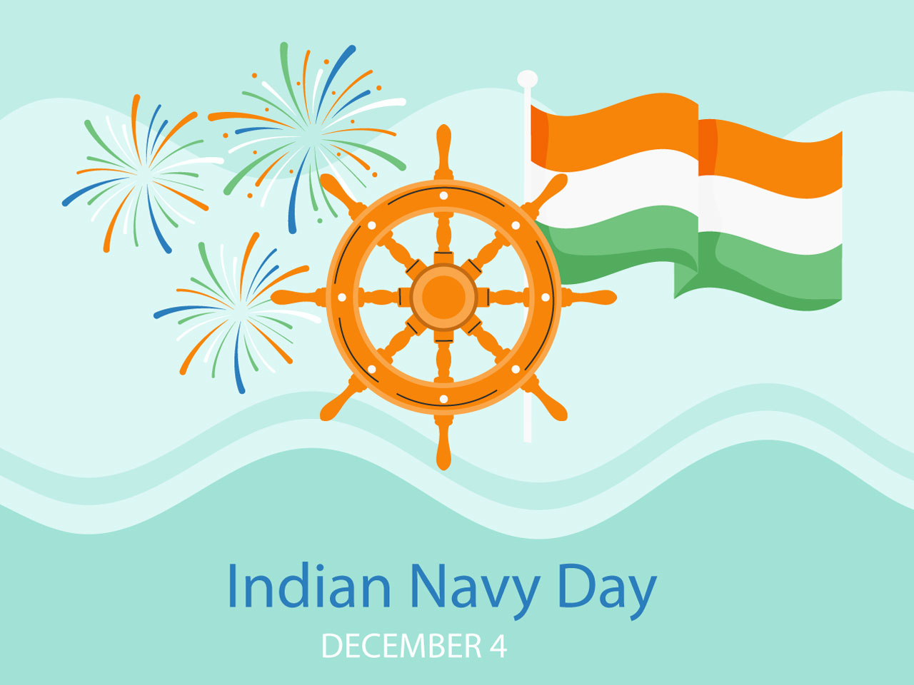 India flag hand drawn flat indian navy day