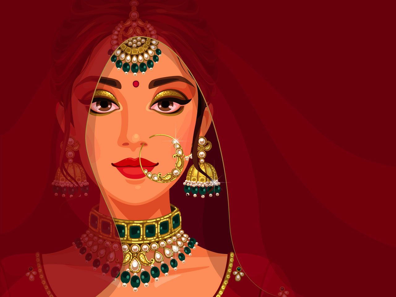 Beautiful face indian bride female cartoon clipart hand drawing sketch