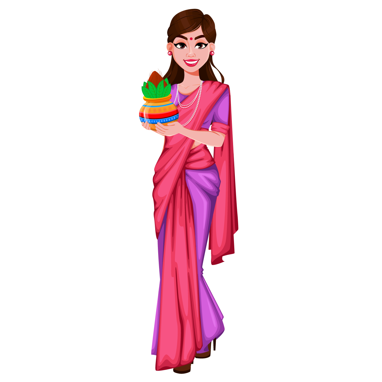 Beautiful indian bride traditional clothes cartoon illustration image