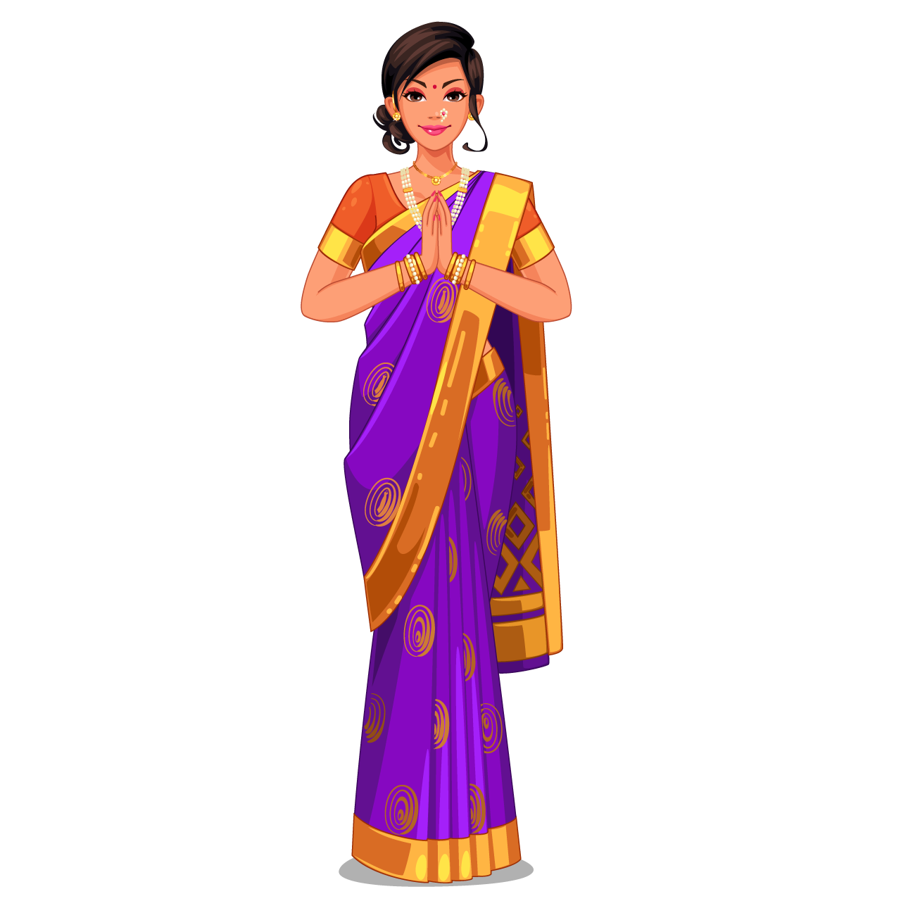 Illustration character indian traditional outfit female cartoon clipart