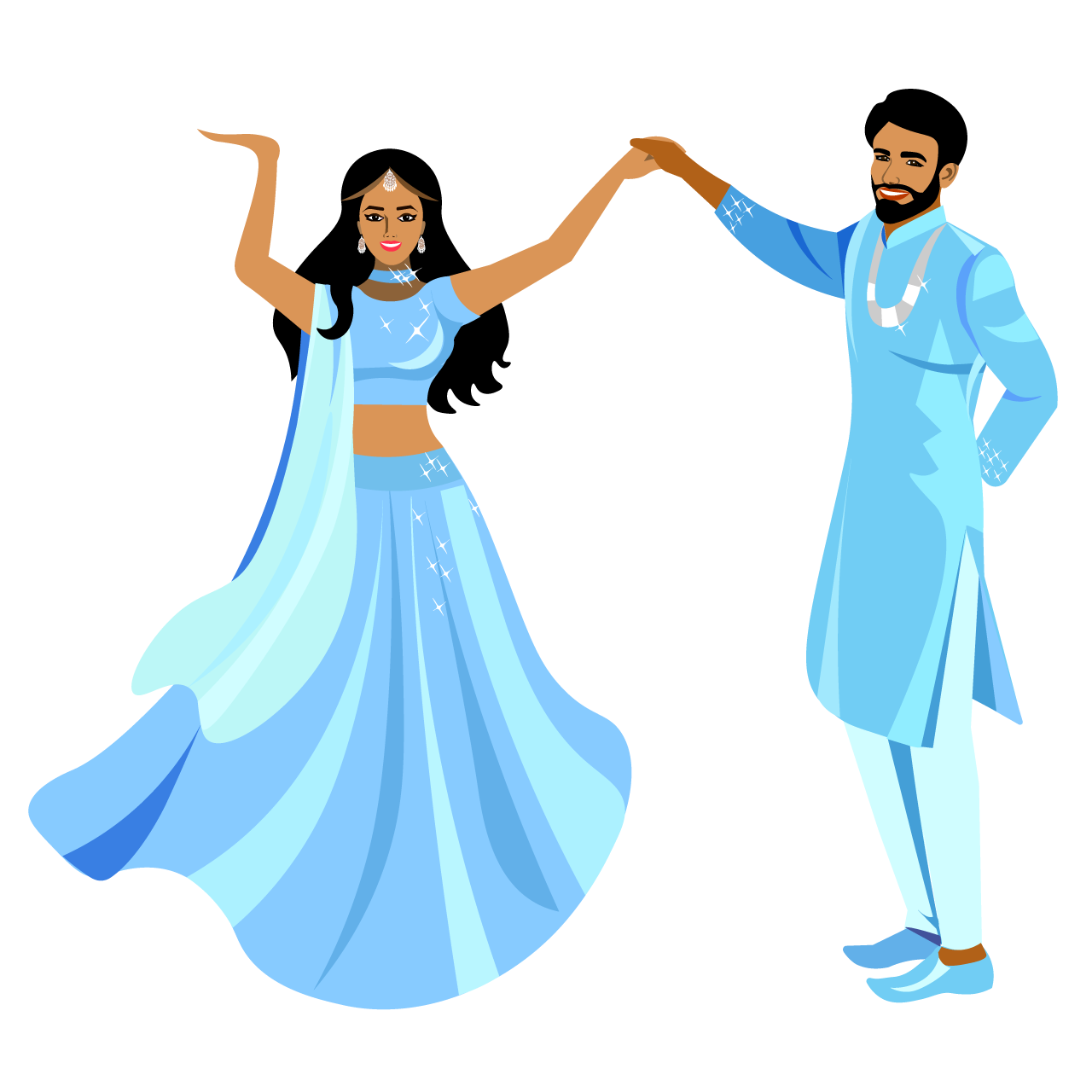 Indian wedding clipart dancing couple celebration cartoon illustration image