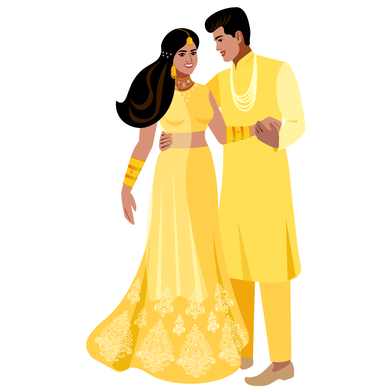 Indian wedding clipart happy indian couple transparent background png