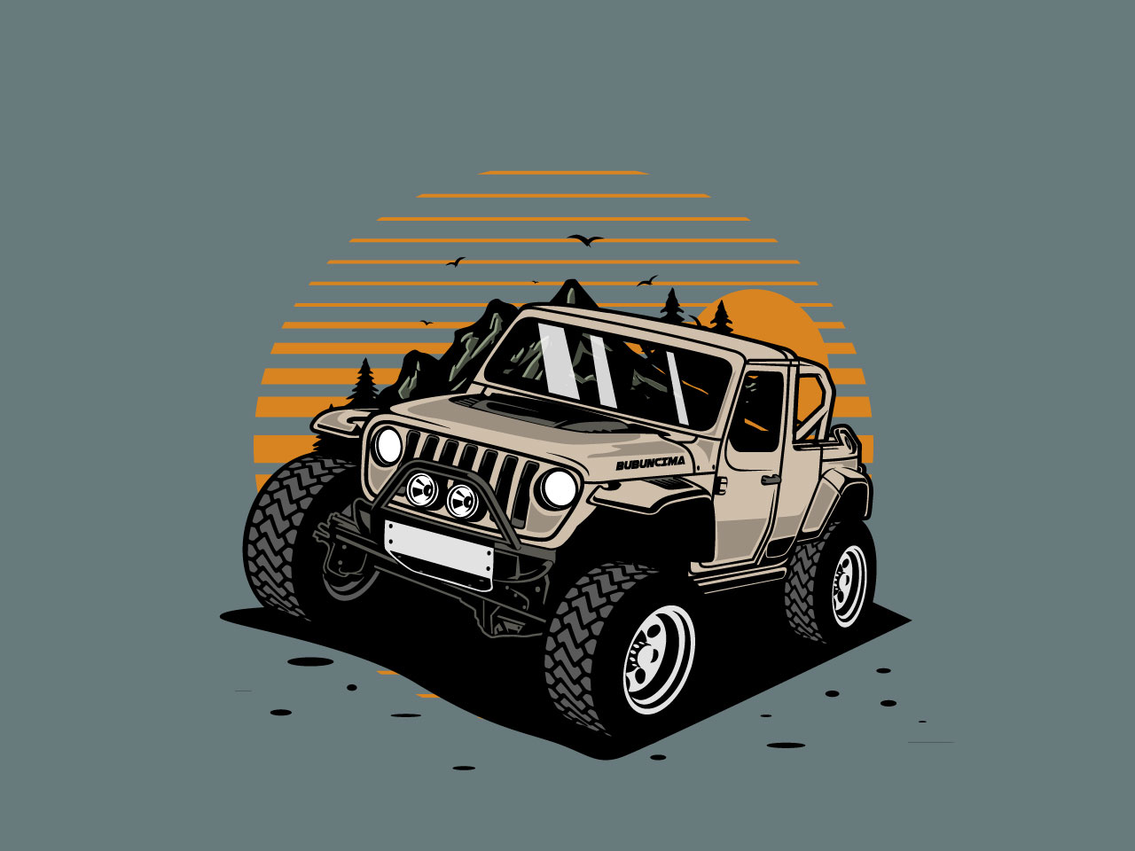 Adventure jeep png clipart cartoon illustration hand drawing sketch