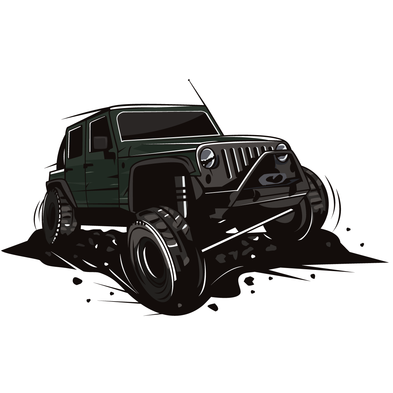 Extreme sport illustration with jeep car transparent background image