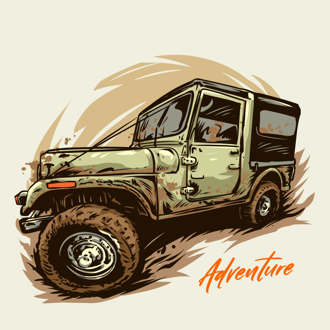 Offroad adventure graphic illustration hand drawing sketch