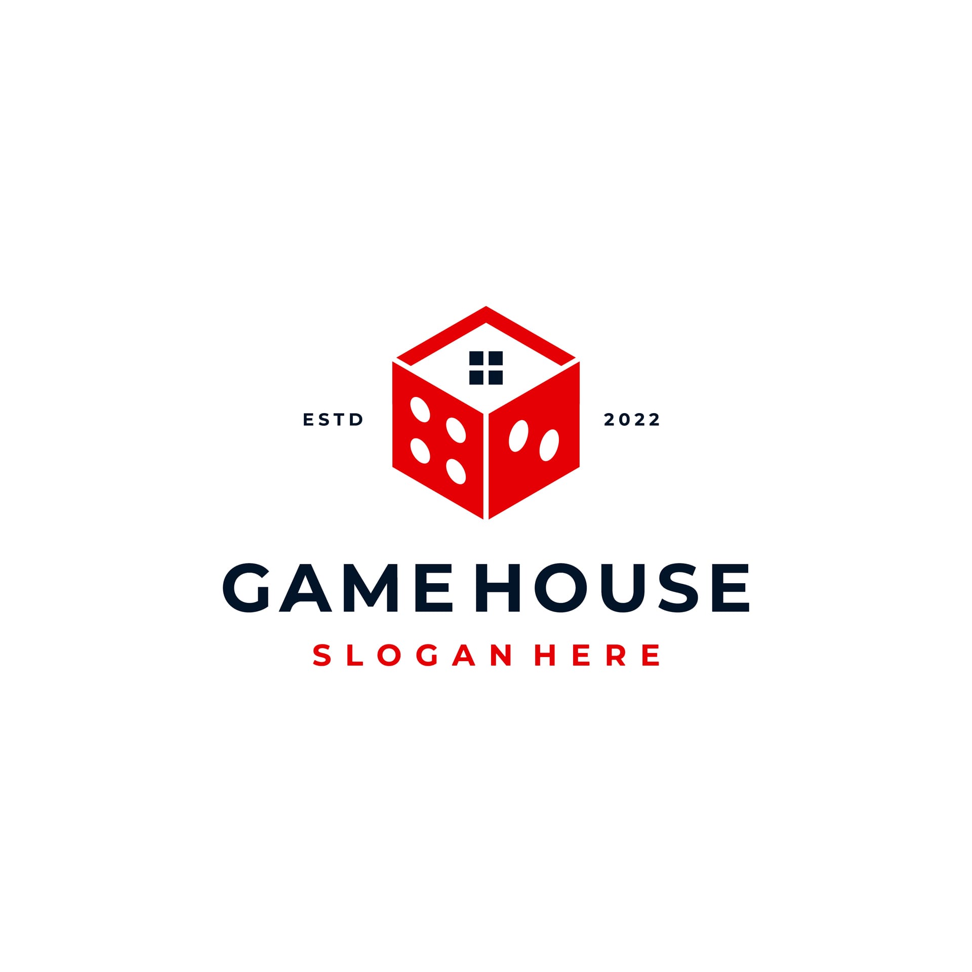 Dice game with roof house home building logo design inspiration