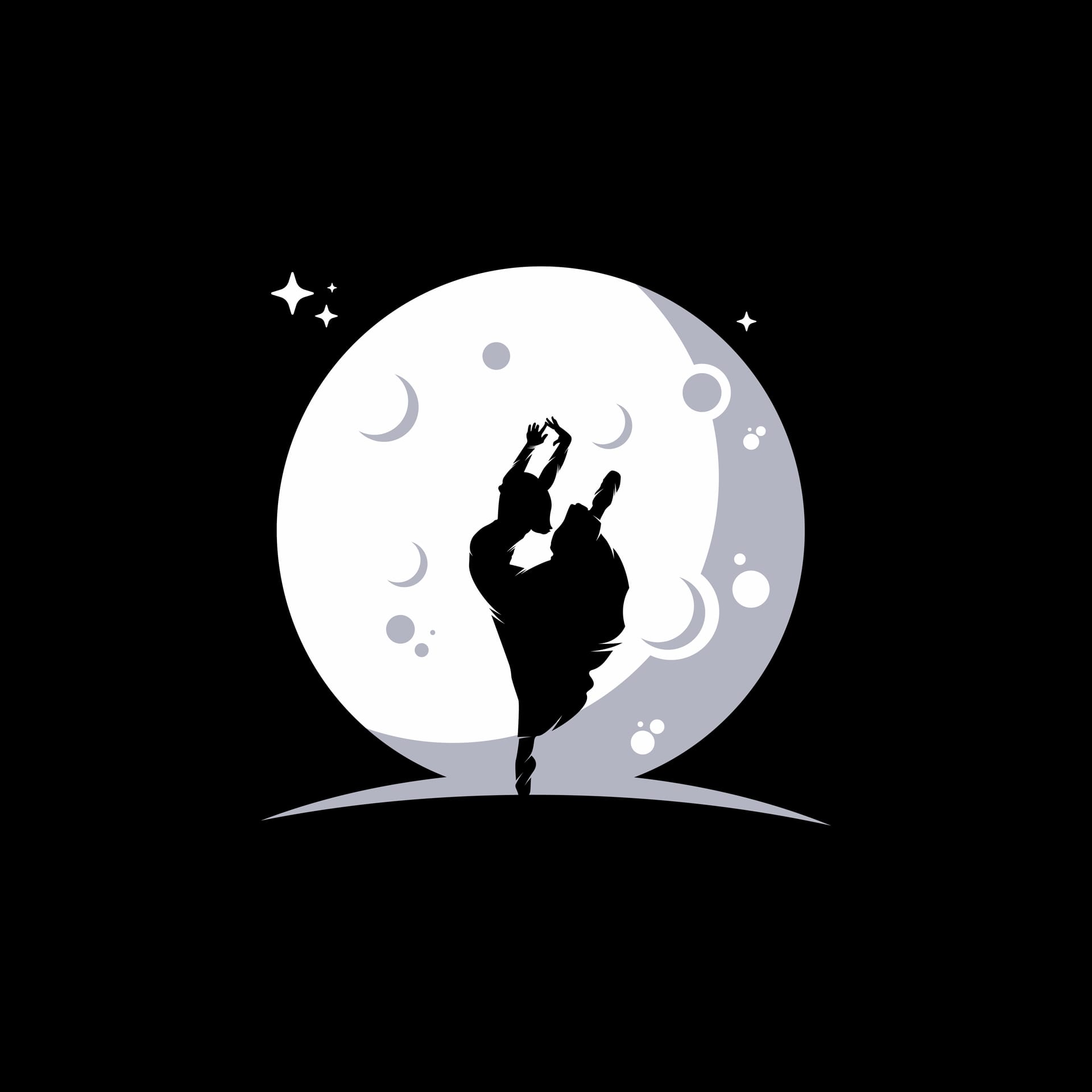 Logo art clipart ballerina dancing moon