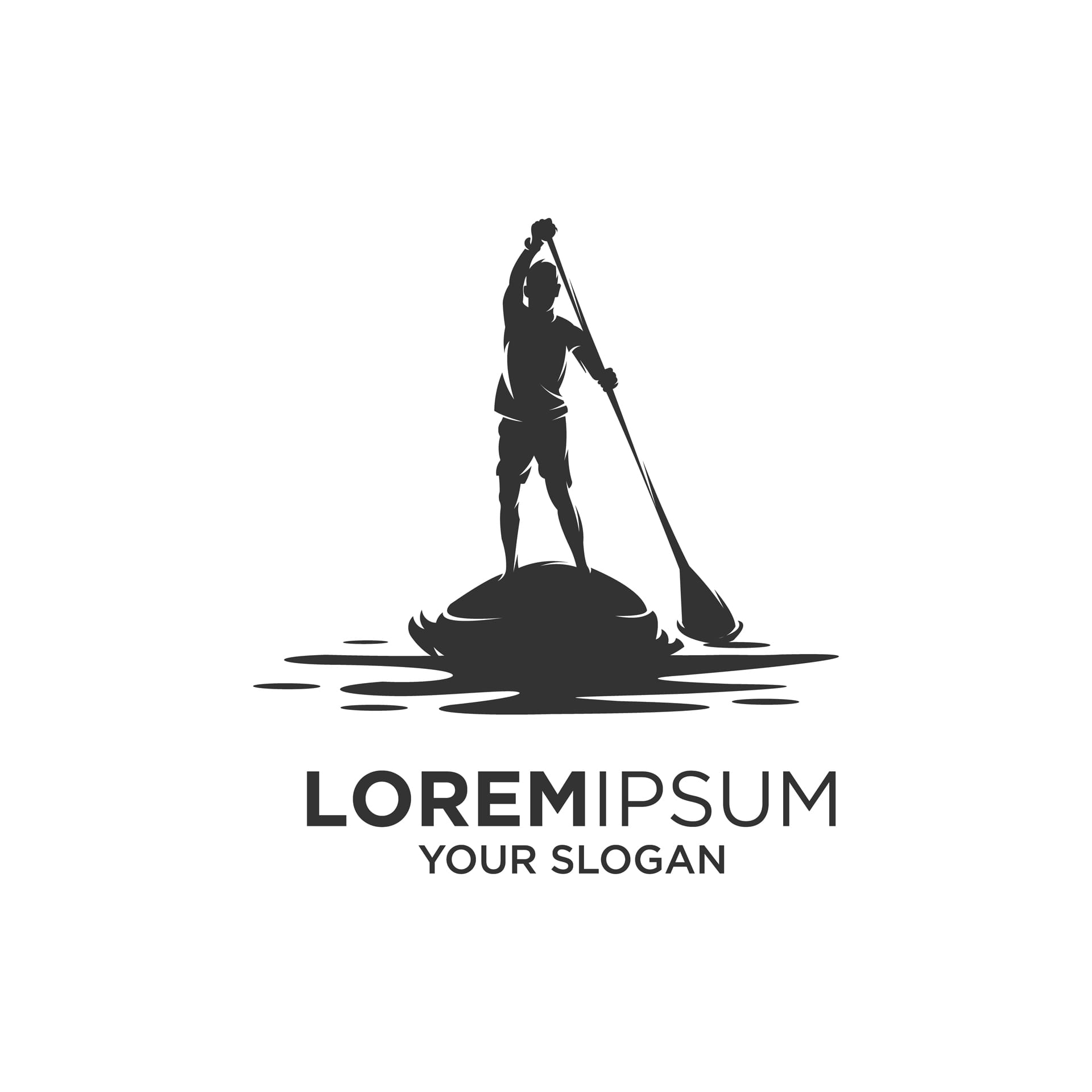 Man paddle boat logo designs silhouette