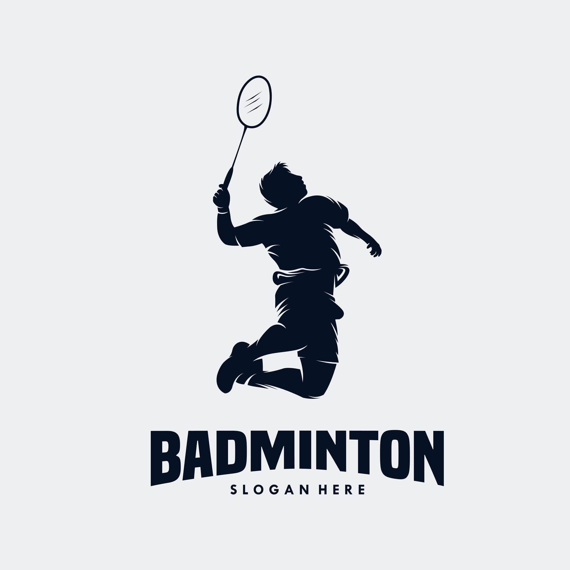 Modern passionate badminton player action logo