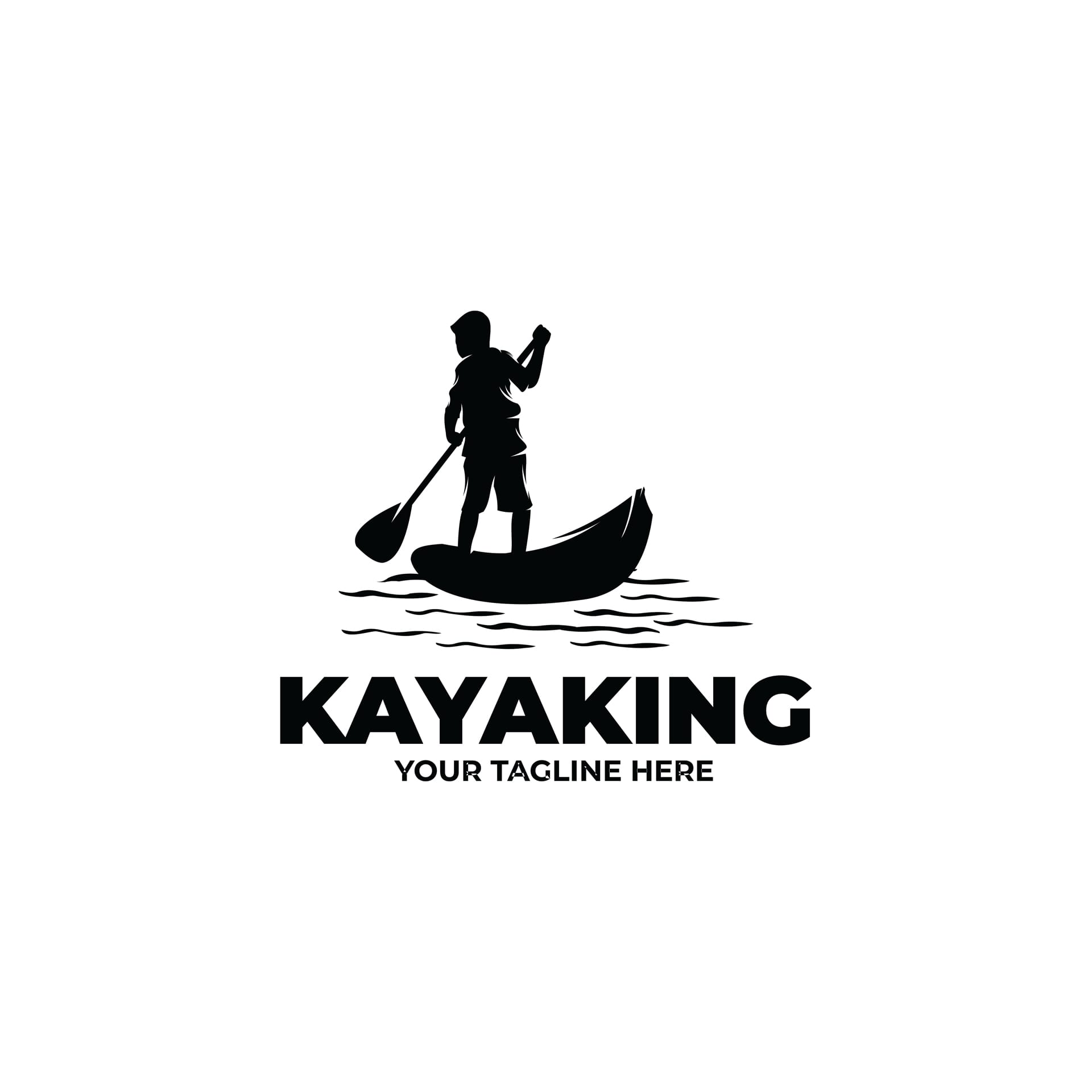 Silhouette kayaking logo design