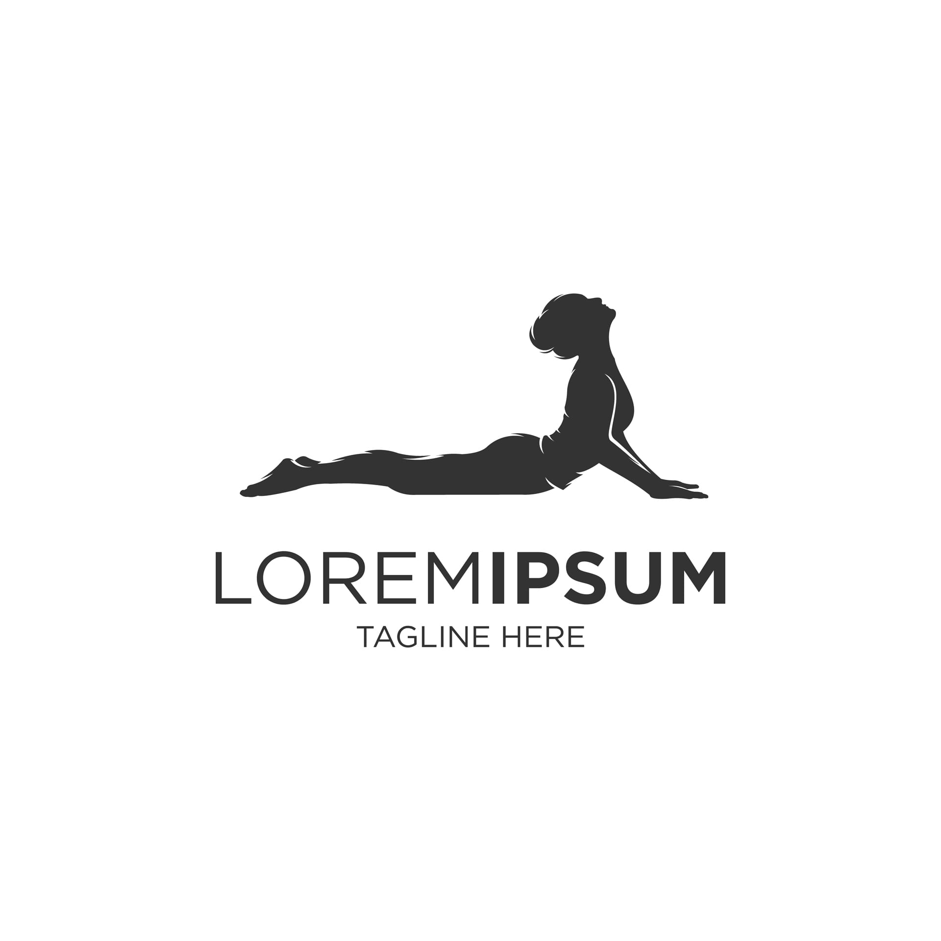 Woman pose yoga silhouette logo template