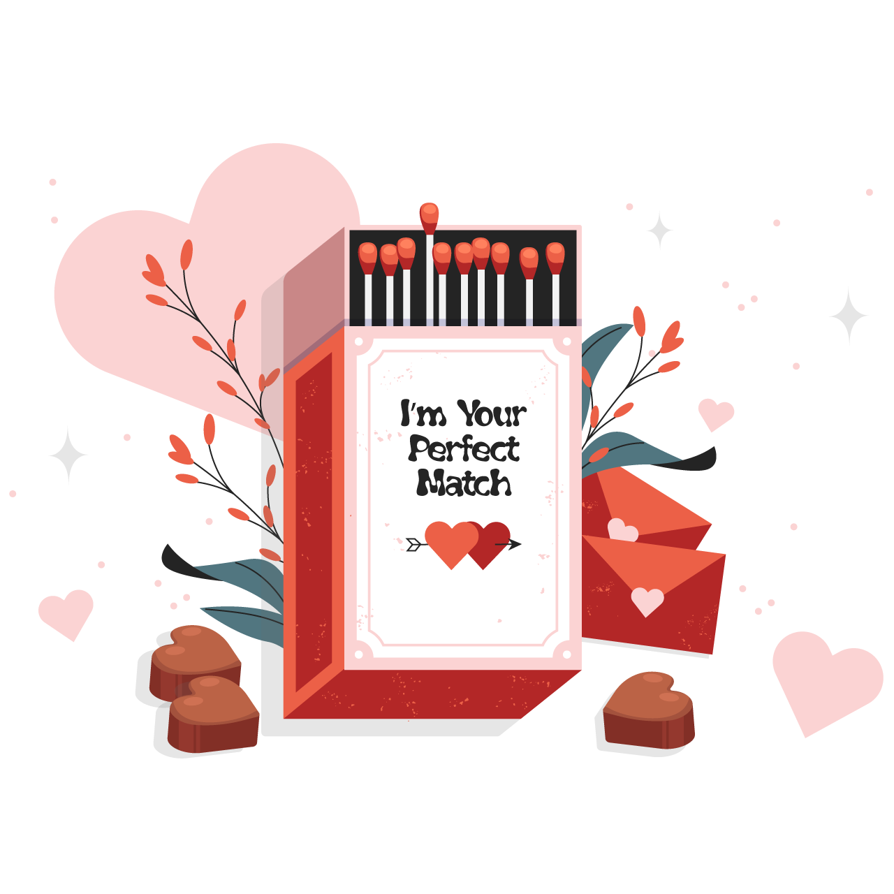 Flat valentine s day i am your perfect match transparent background png