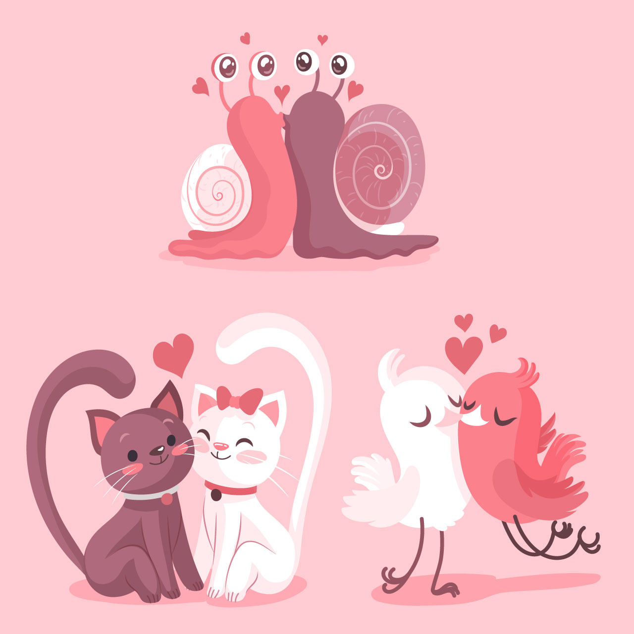 Love heart clipart cute valentine s day animal couple hand drawing sketch