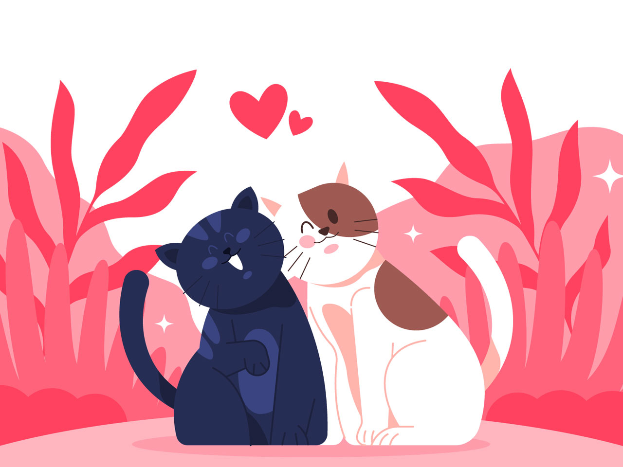 Love heart clipart flat valentines day love cats cartoon illustration image