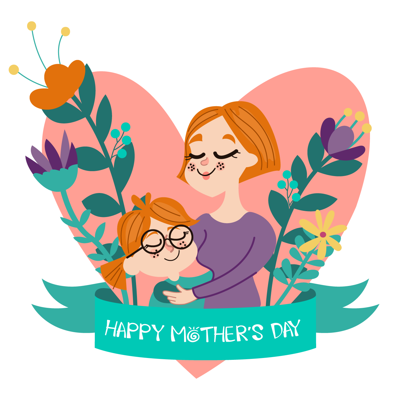 Love heart clipart mothers day cartoon illustration image hand drawing sketch