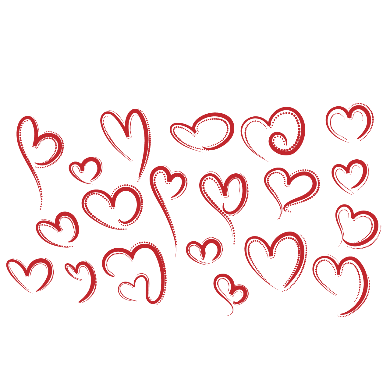Love heart clipart set different red hearts sketch set transparent background png