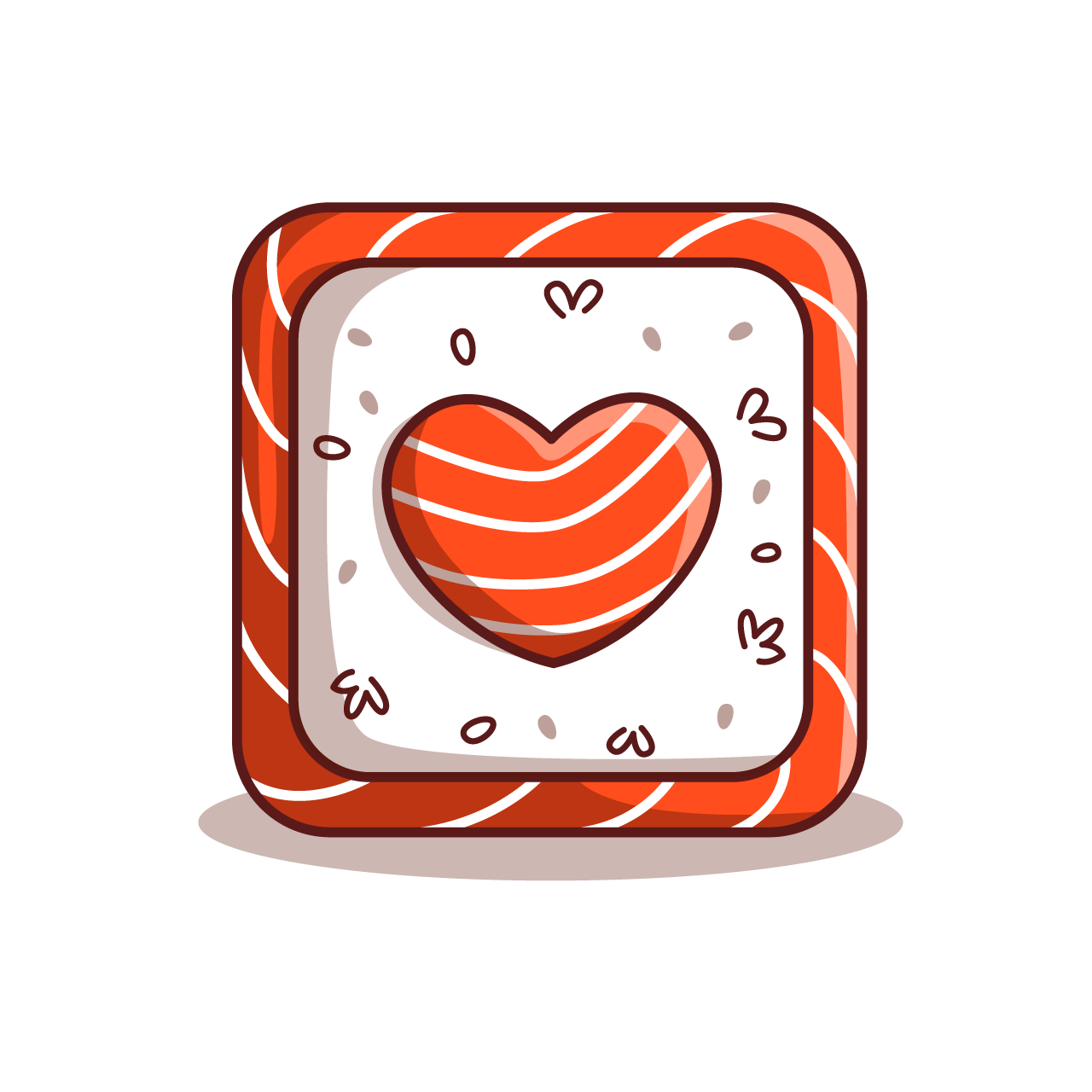 Love heart clipart sute sushi with love heart shape japanese food illustration flat outlined design
