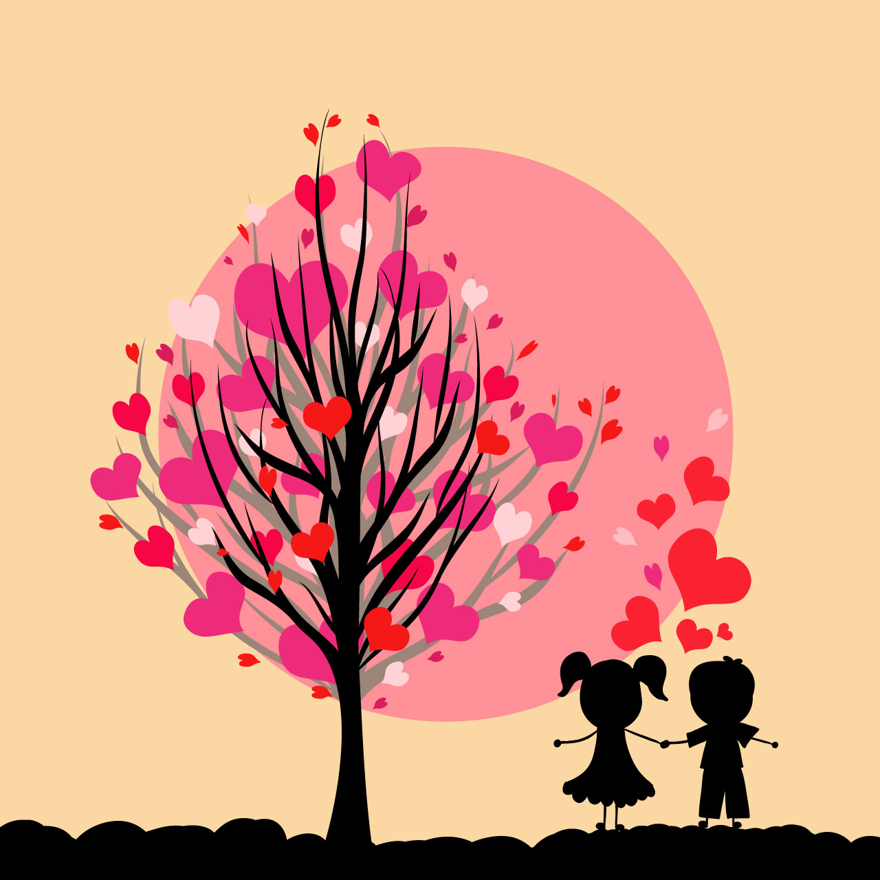 Love heart clipart tree with hearts its branches kids love hand drawing sketch
