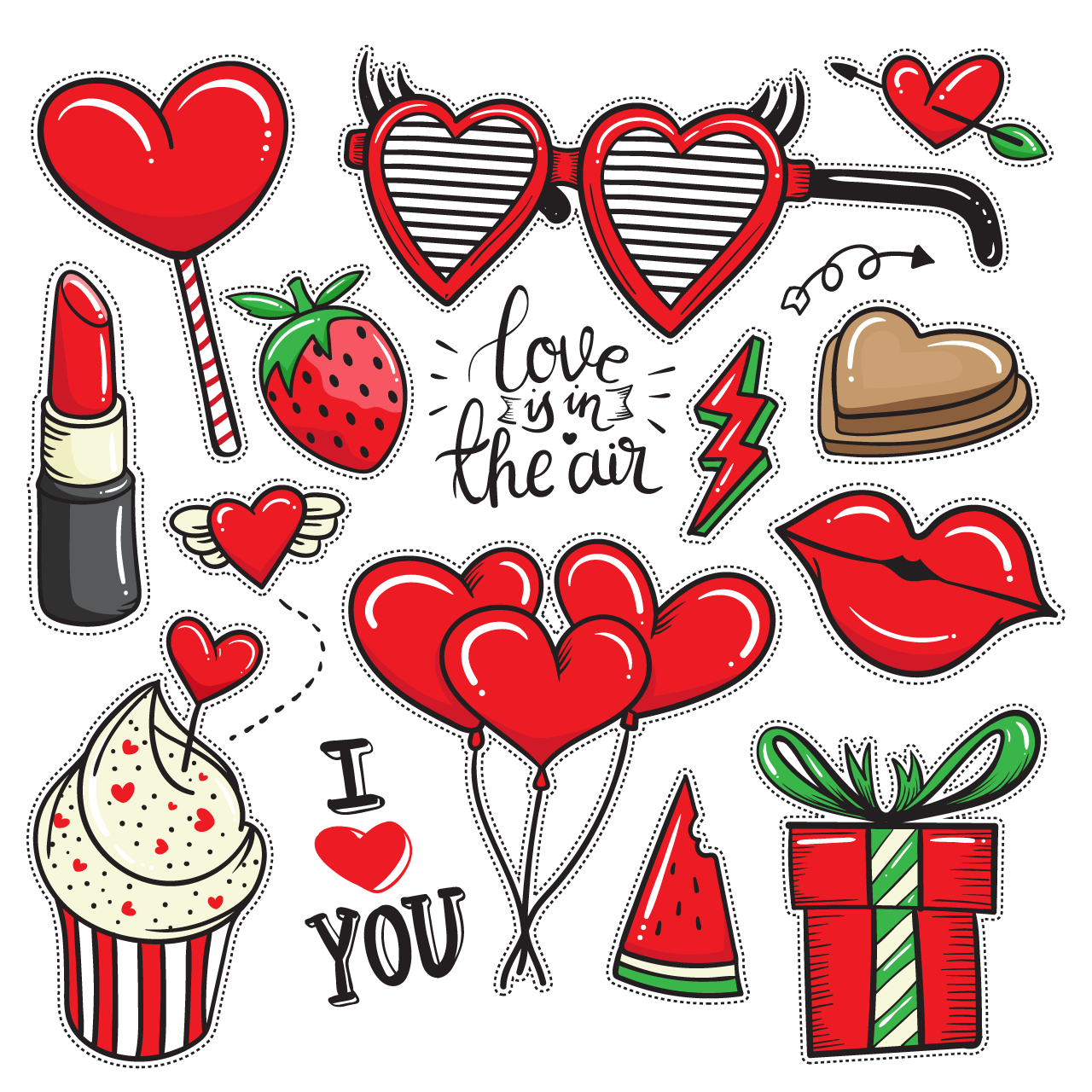 Love heart clipart valentine s day element collection transparent background png