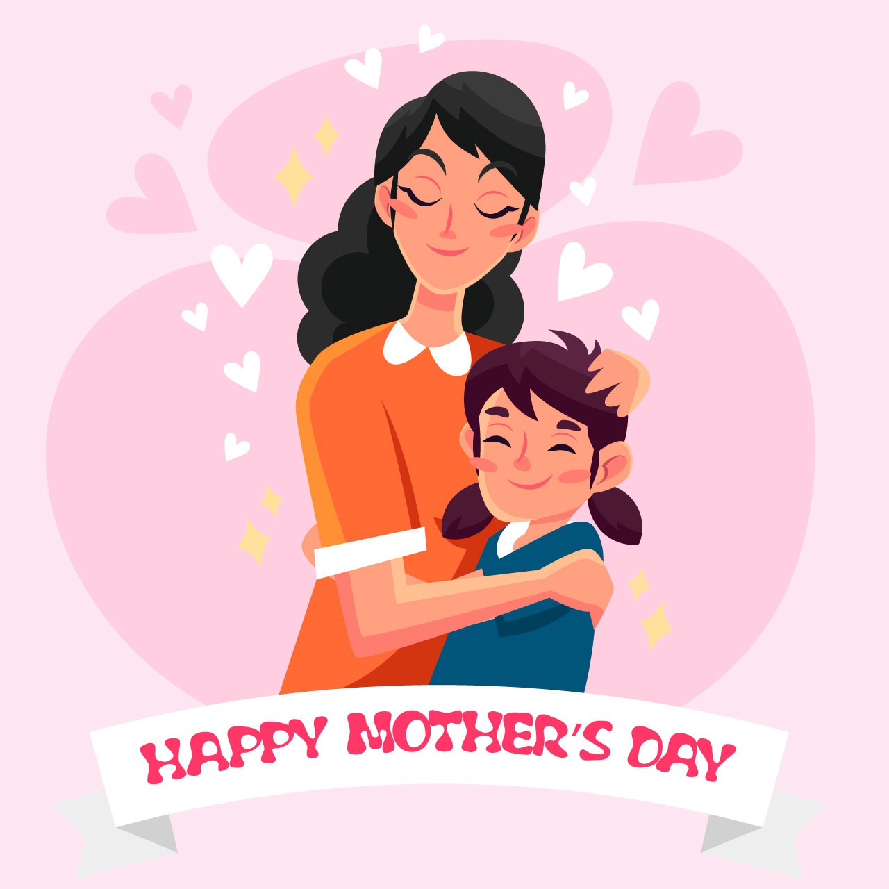 Mothers day hand drawing cartoon illustration image