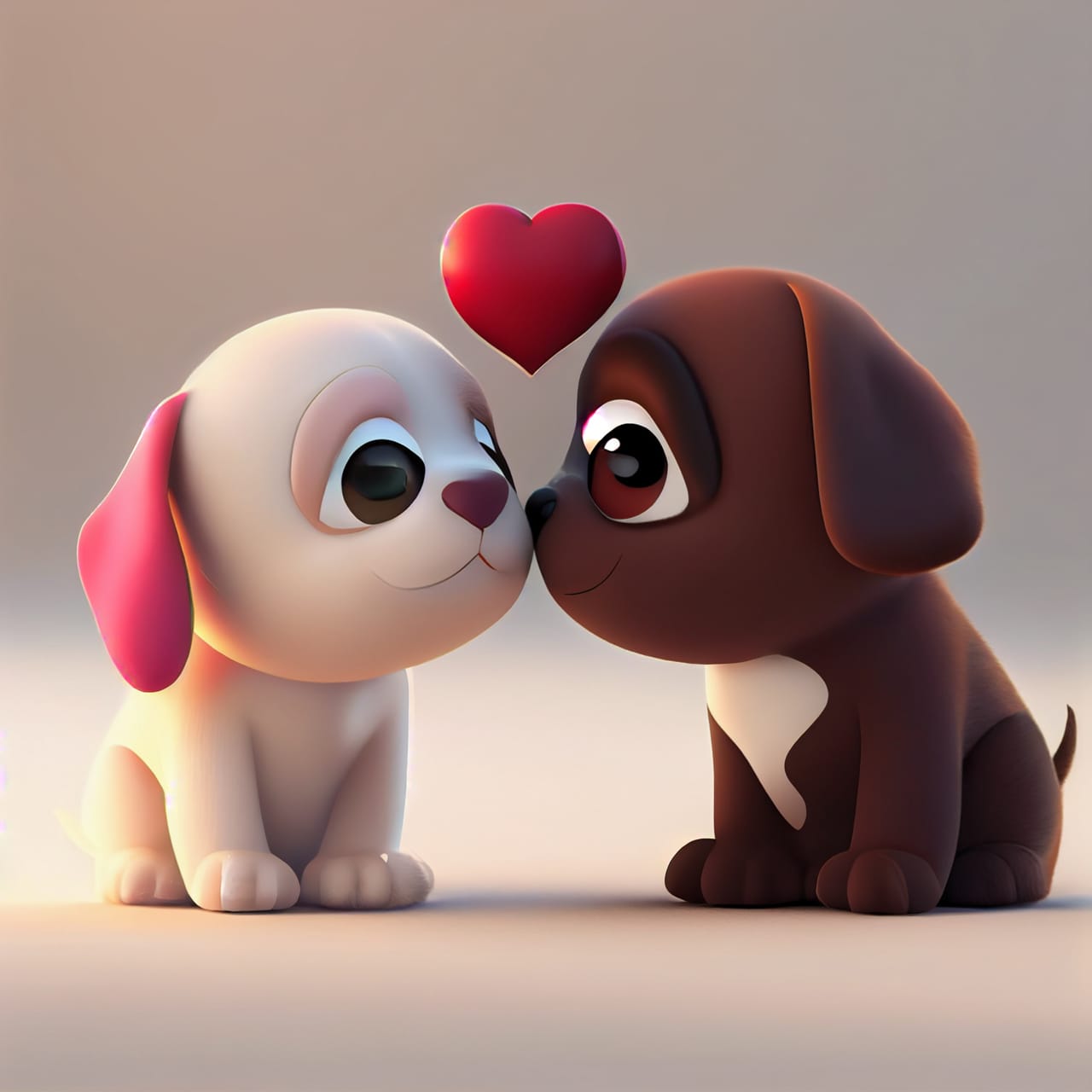 Related image cute dogs couple love with hearts 3d render