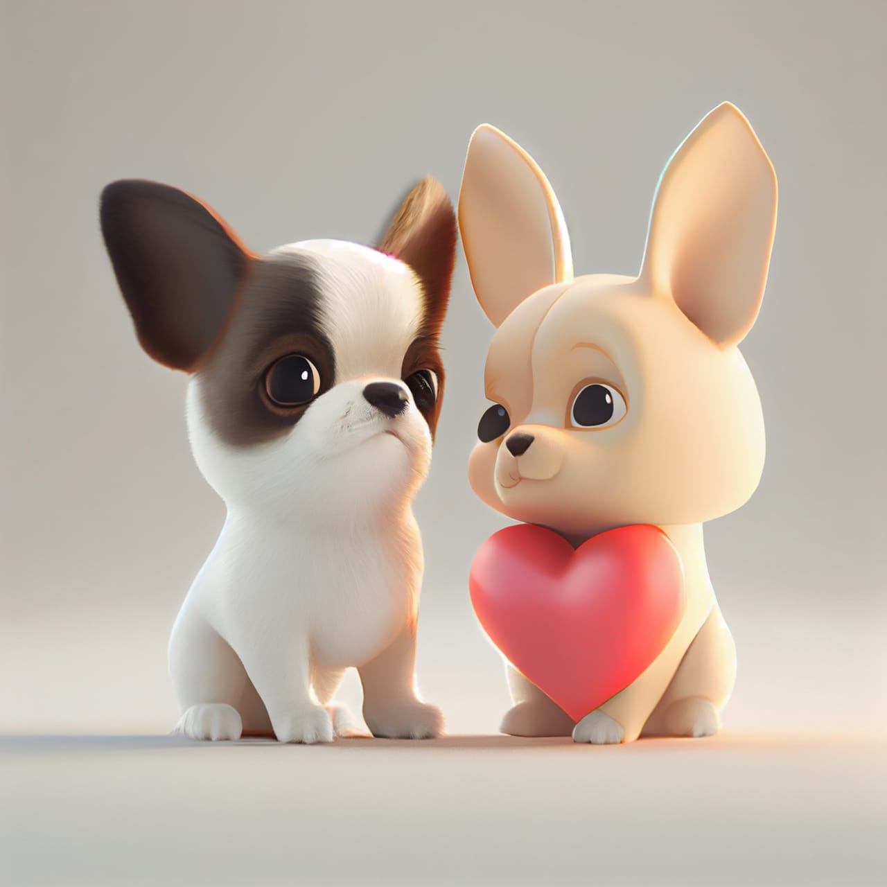 Related image cute dogs couple love with hearts render illustration