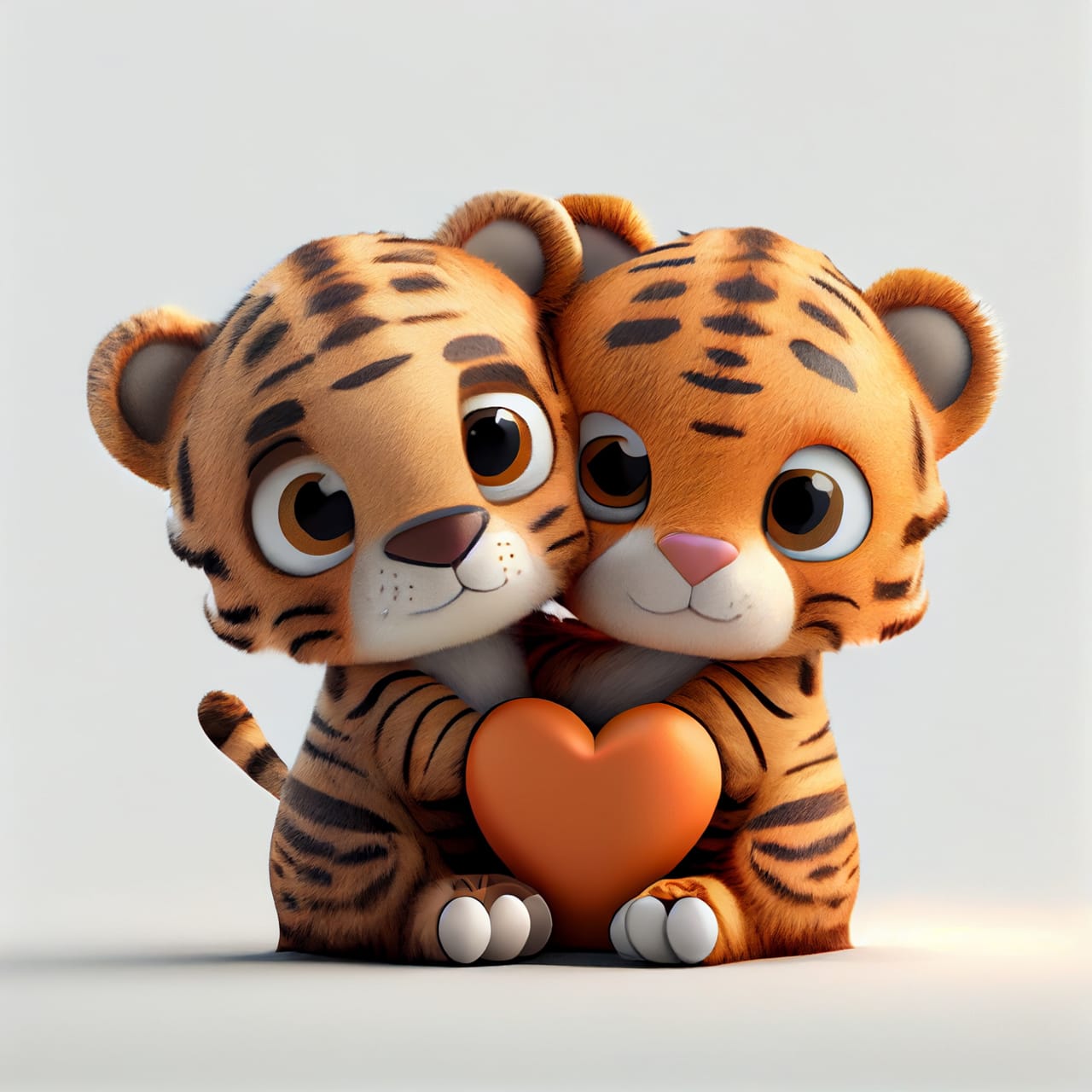 Related image cute tiger couple love with hearts valentine animals 3d render illustration