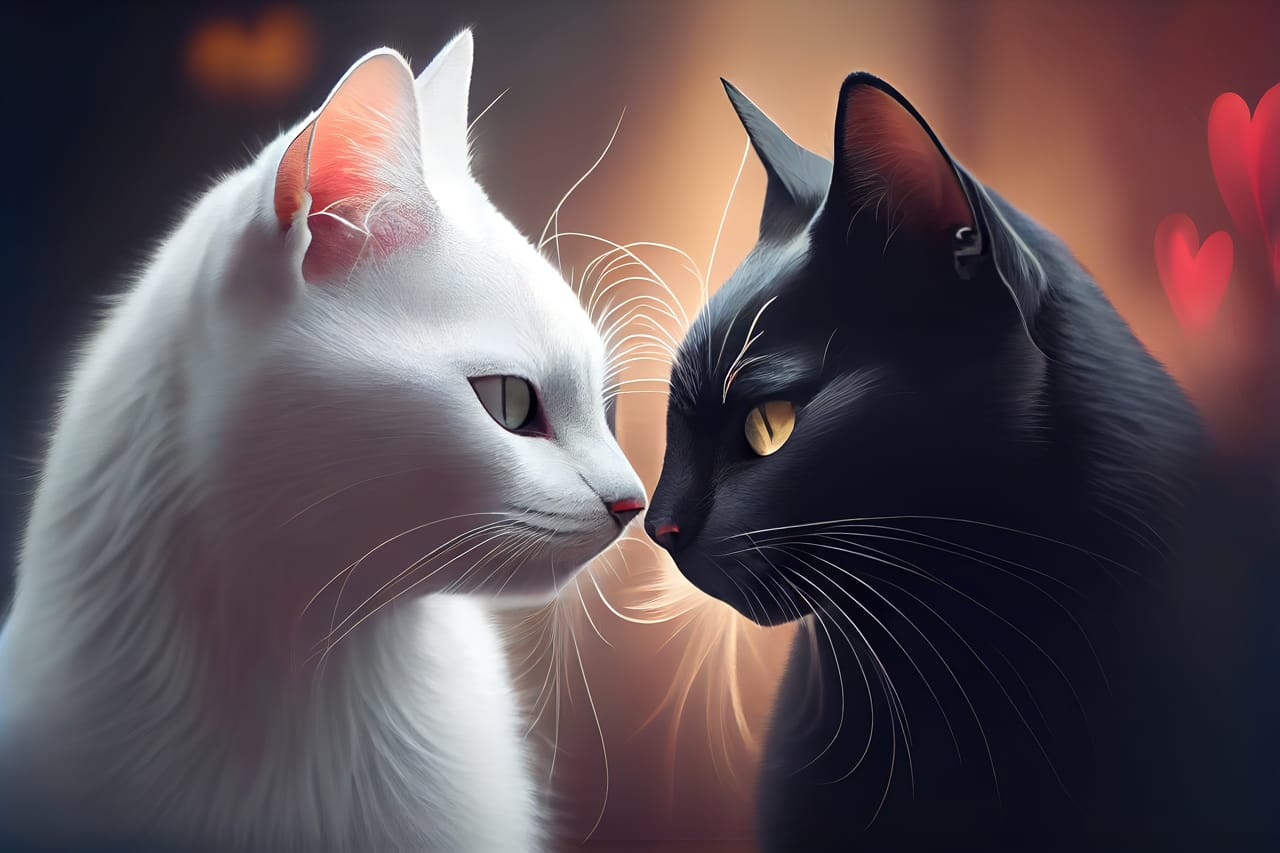Related image two cats black white love generative