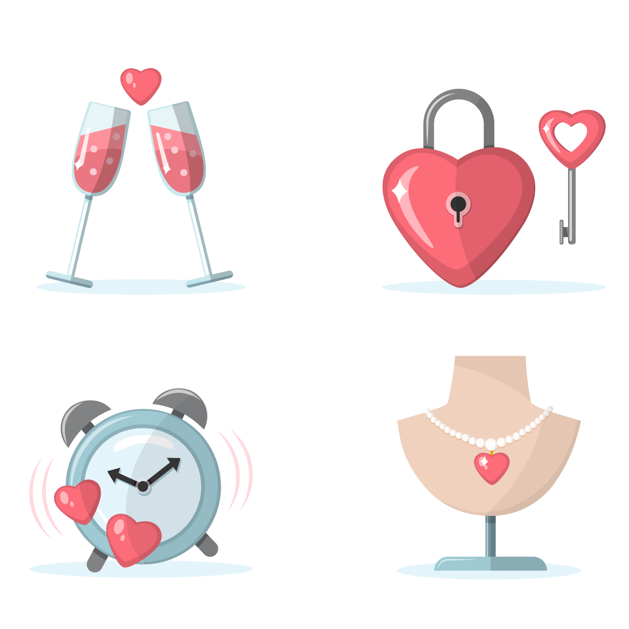 Valentine day romantic items concepts cartoon illustration image transparent background png