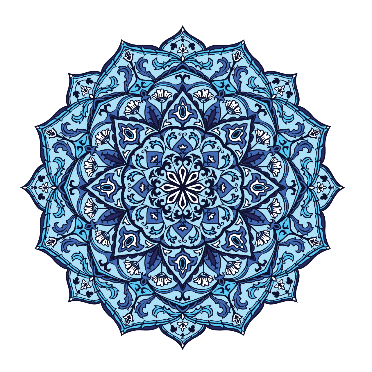 Blue indian mandala clipart design transparent background