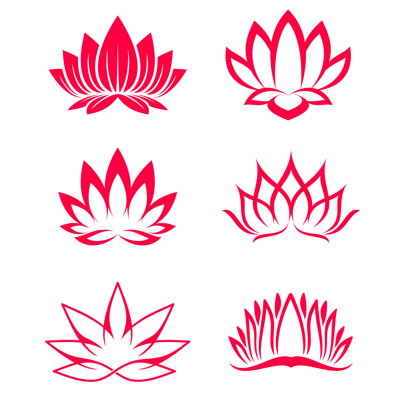 Lotus icons spa oriental flower cartoon clipart