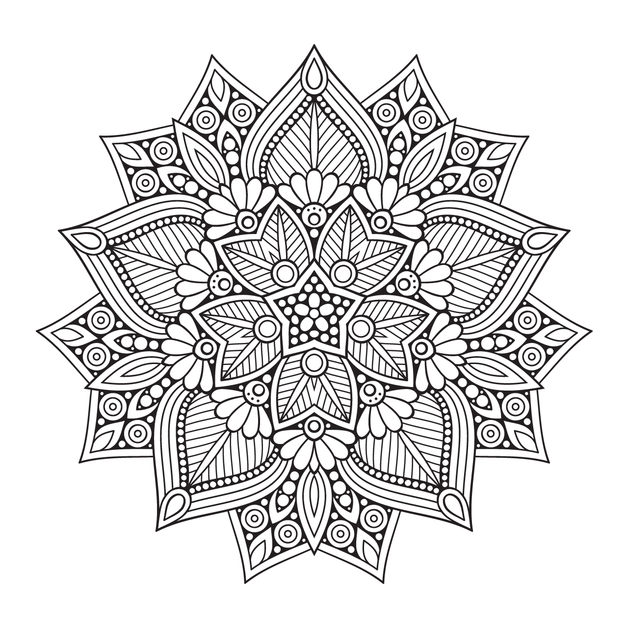 Outline mandala clipart coloring book decorative round ornament anti stress therapy pattern element yoga logo meditation
