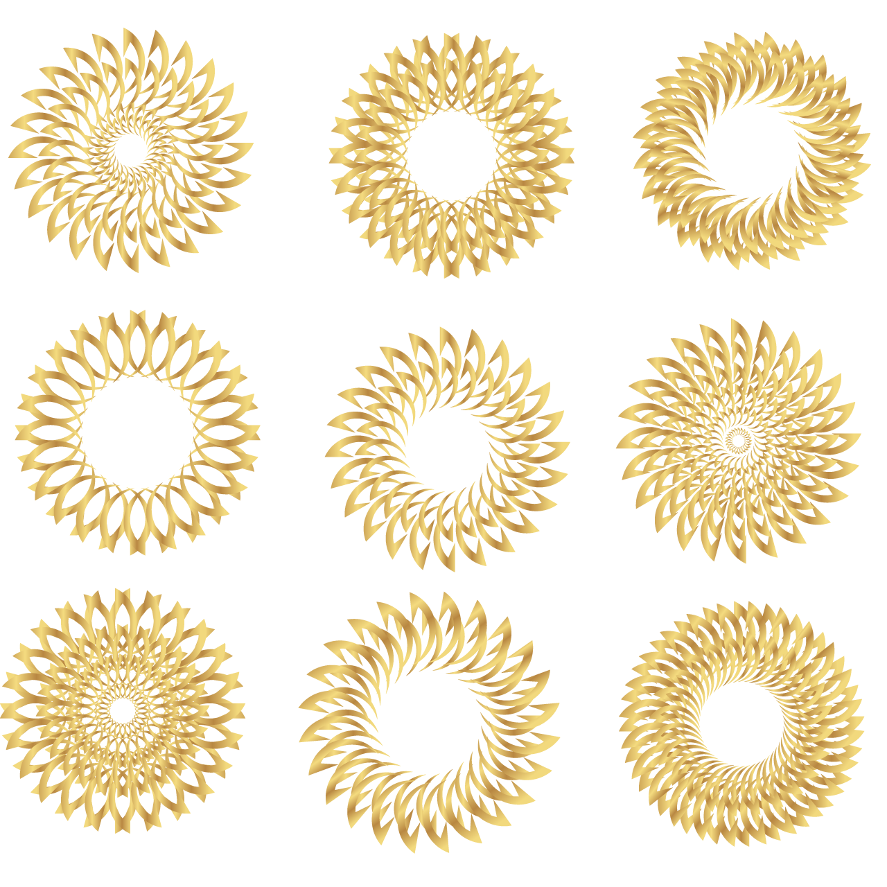 Set gold luxurury geometric circle pattern logo design idea transparent background