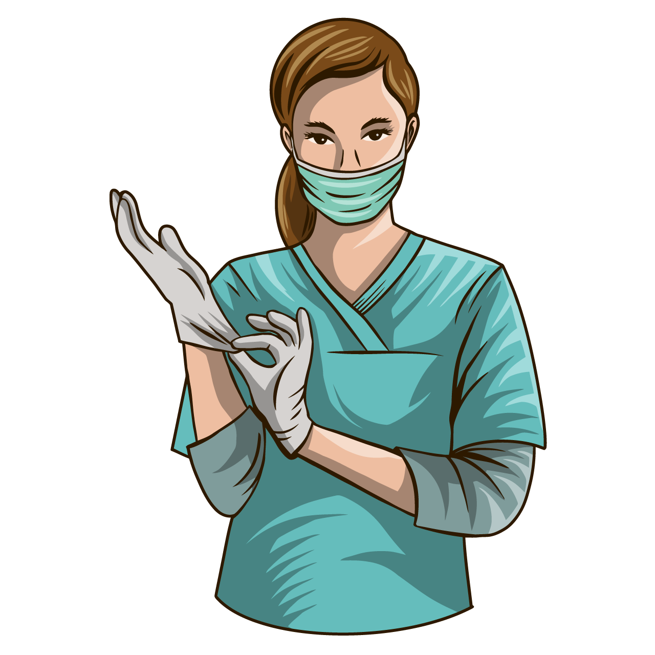 Beautiful nurse wearing medical glove illustration isolated cartoon illustration image