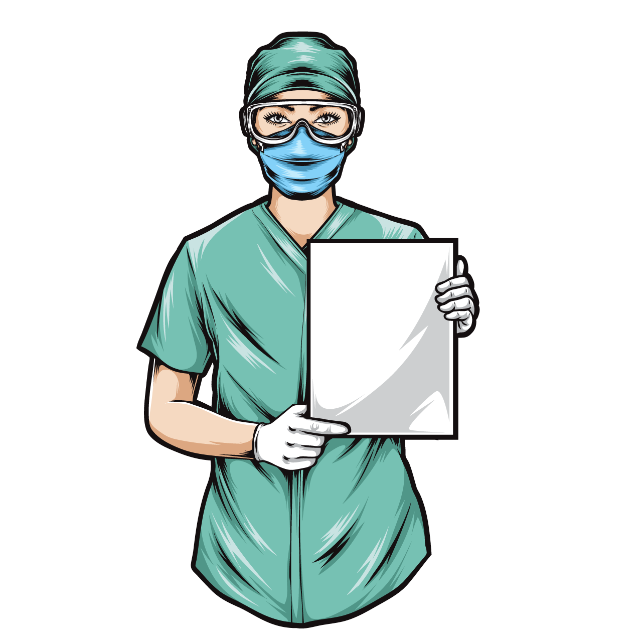 Medical clipart female nurse holding blank paper transparent background png