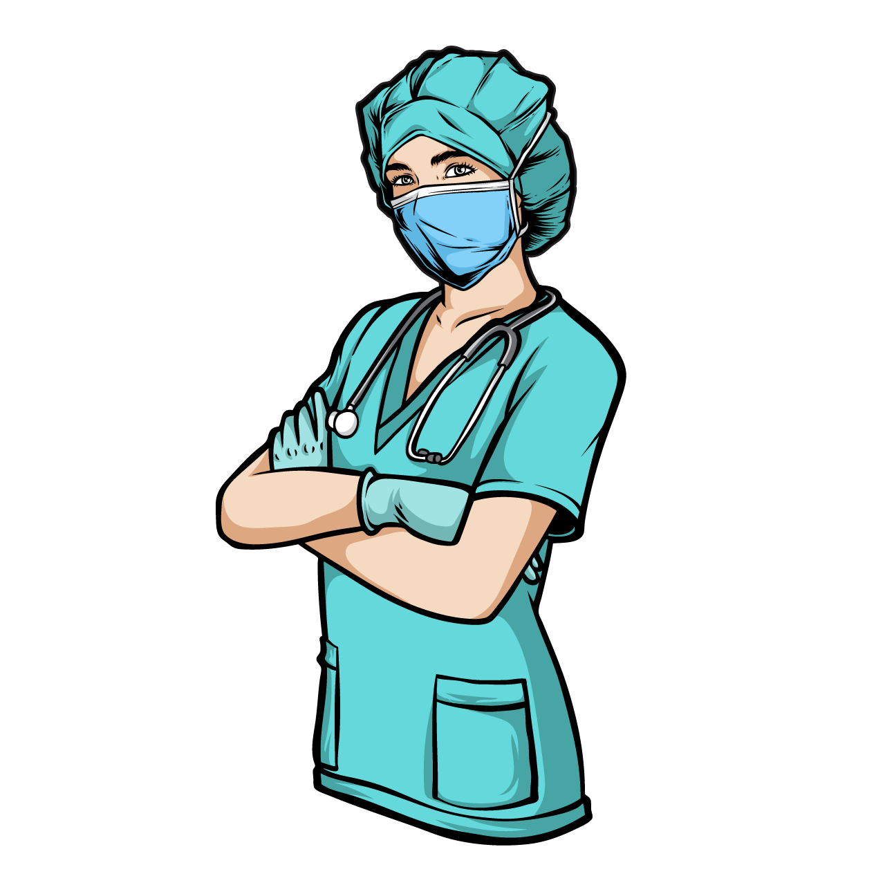 Medical clipart female nurse wearing hazmat uniform transparent background png