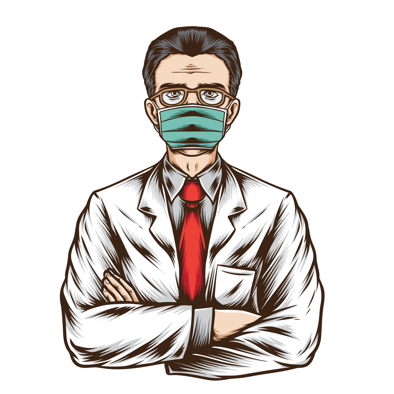 Medical clipart senior doctor wear medical mask transparent background png