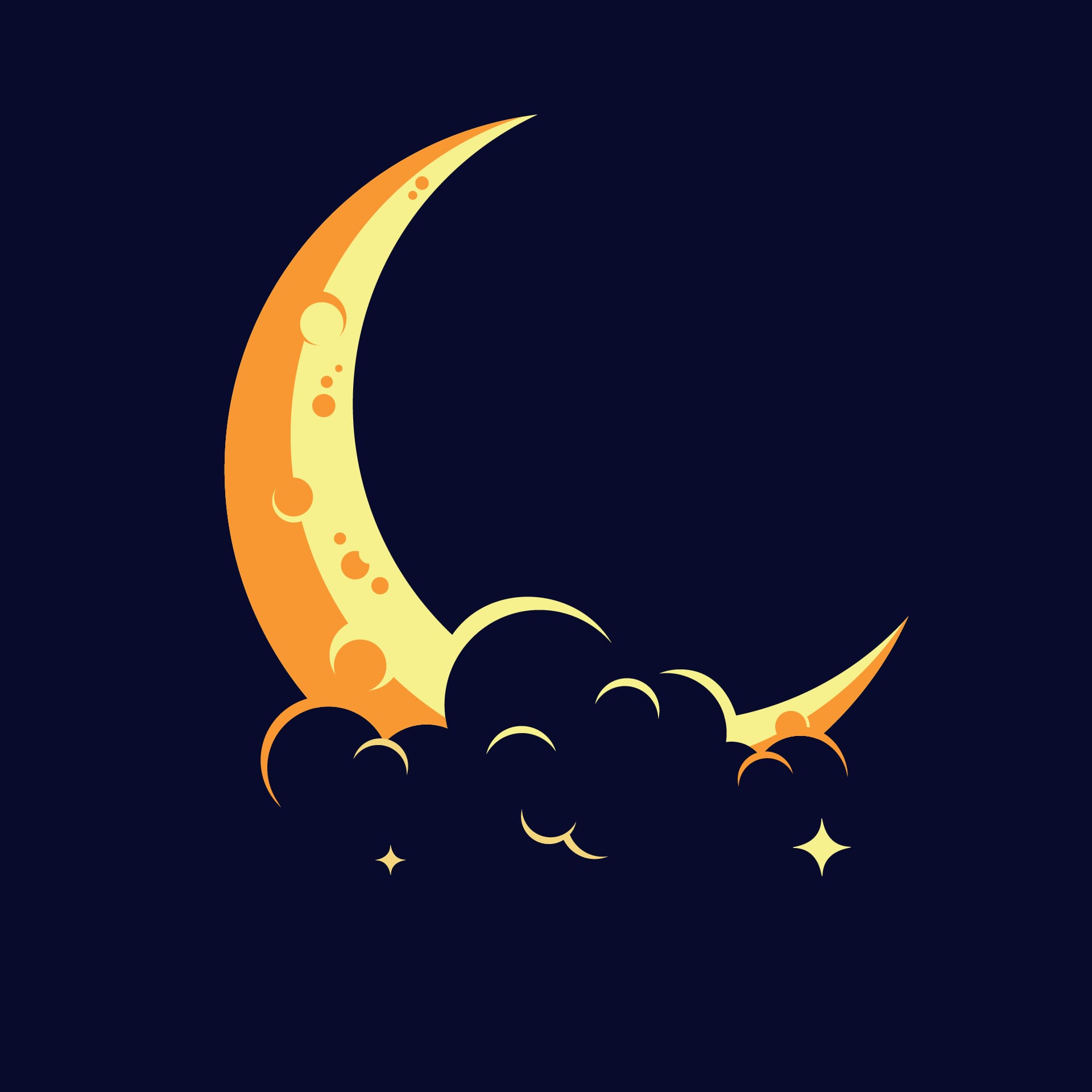 Elegant crescent moon star logo design image