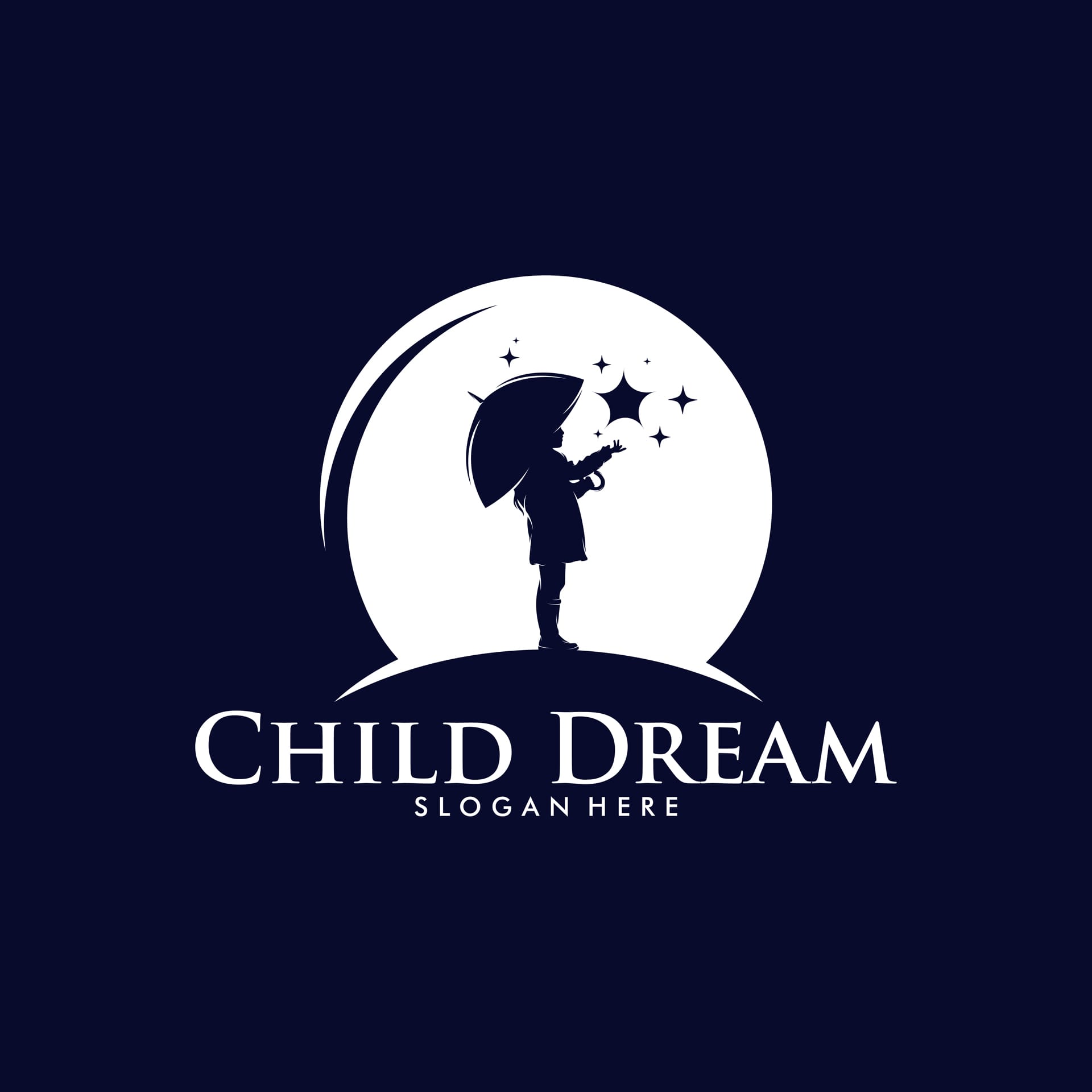 Reaching stars logo design template moon clipart